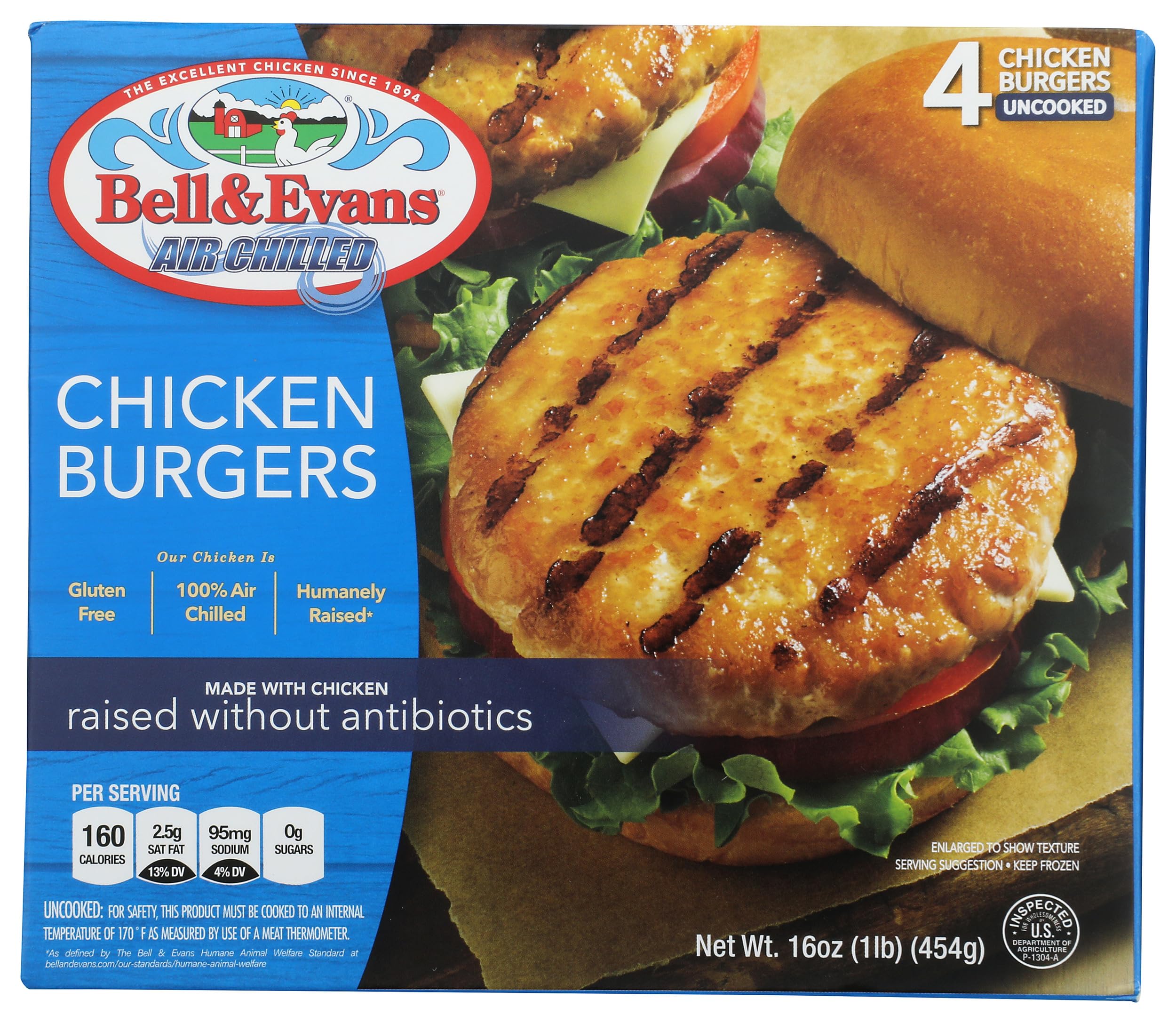 Frozen Chicken Burger Patties (Raised without Antibiotics), 16 oz