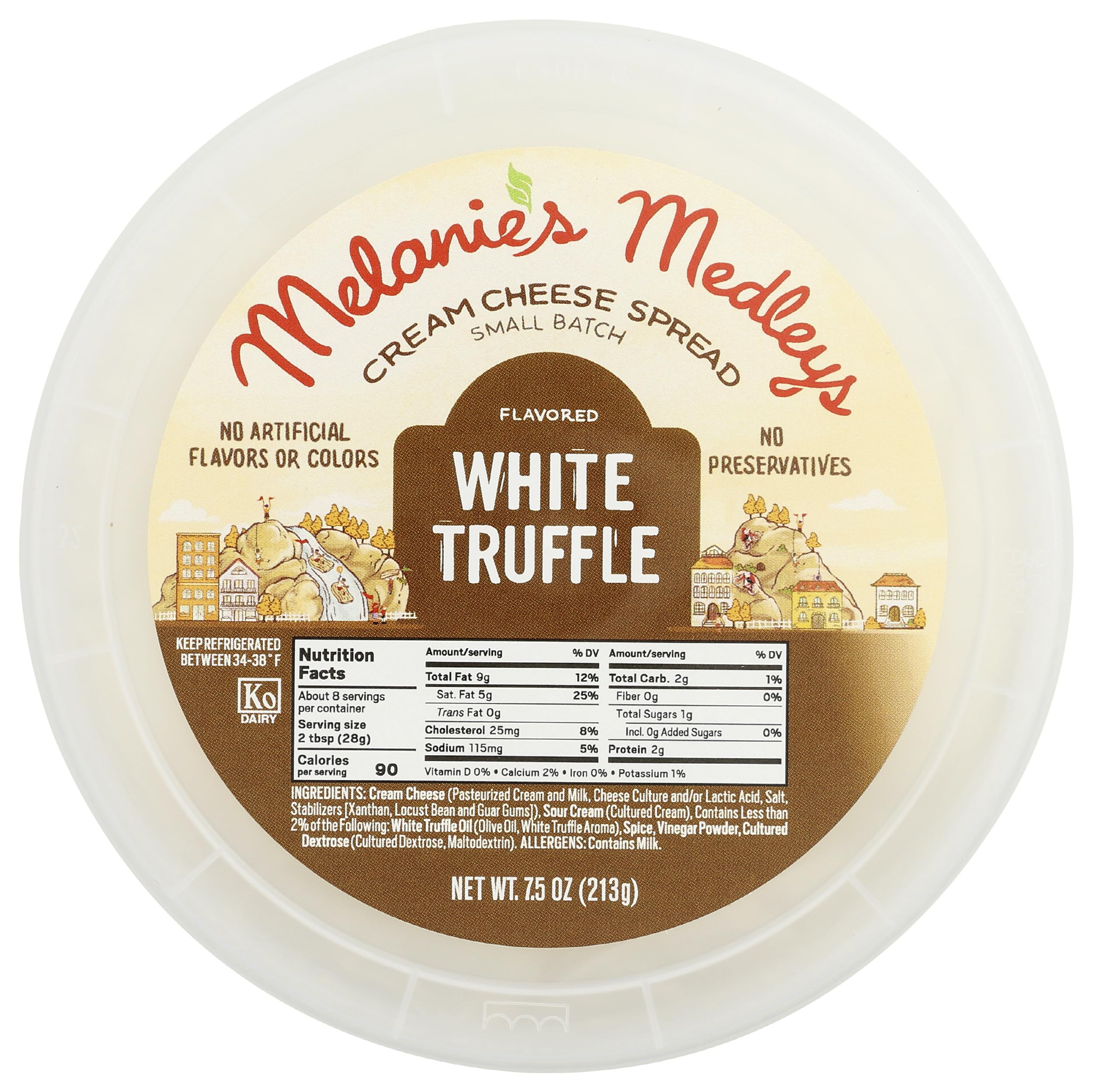 Melanie's Medleys, Spread Cream Cheese White Truffle, 7.5 Ounce