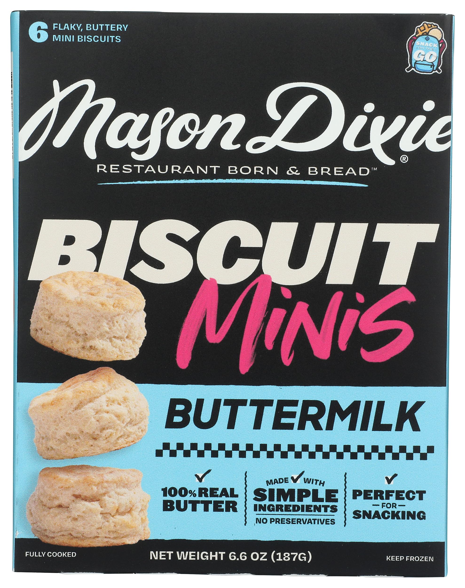 Mason Dixie Biscuit Co, Frozen, Biscuits Buttermilk, 6 Ounce