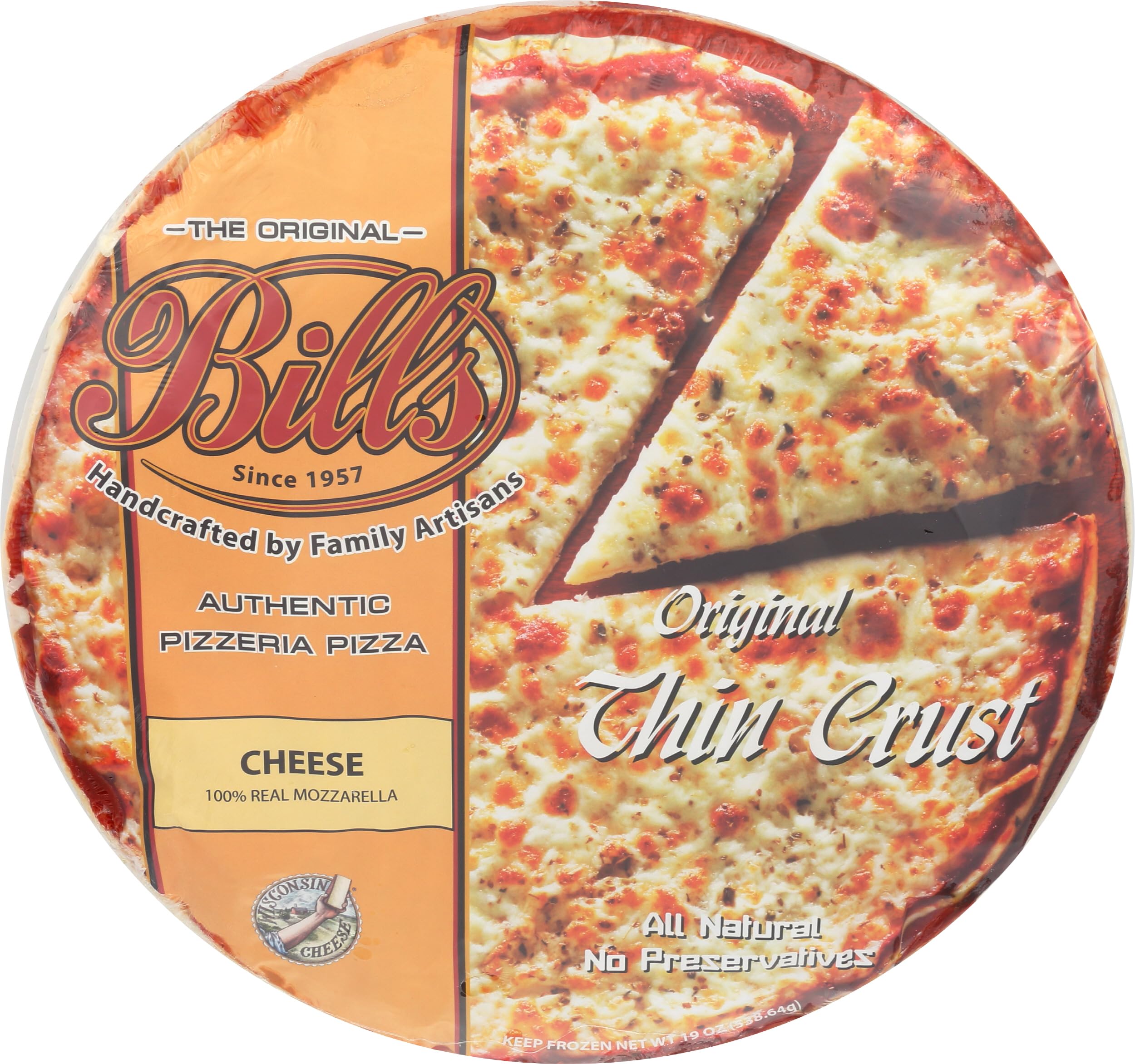 Bills Pizza Thin Crust Cheese Pizza, 19 OZ