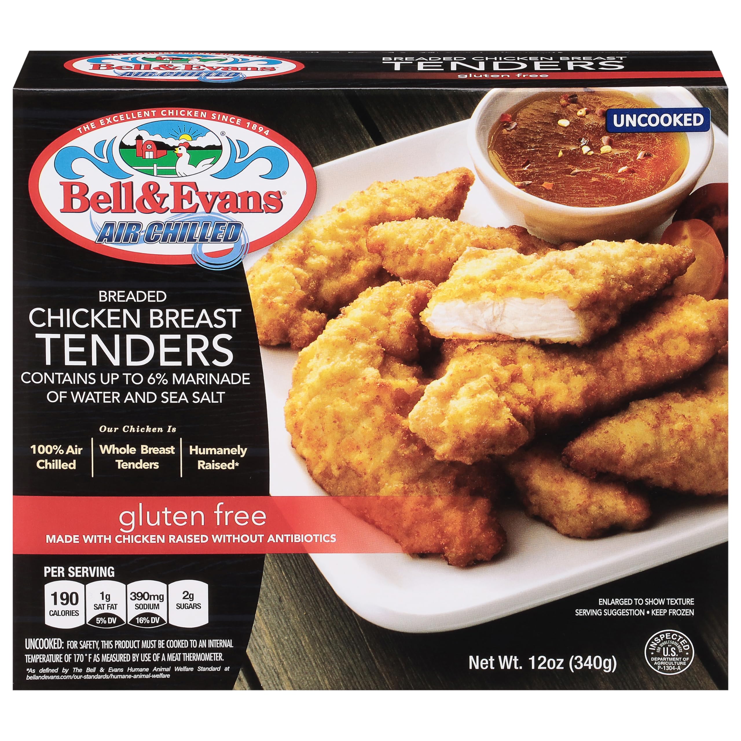 Gluten Free Breaded Chicken Tender (Raised without Antibiotics), 12 Ounce (FrOunceen)