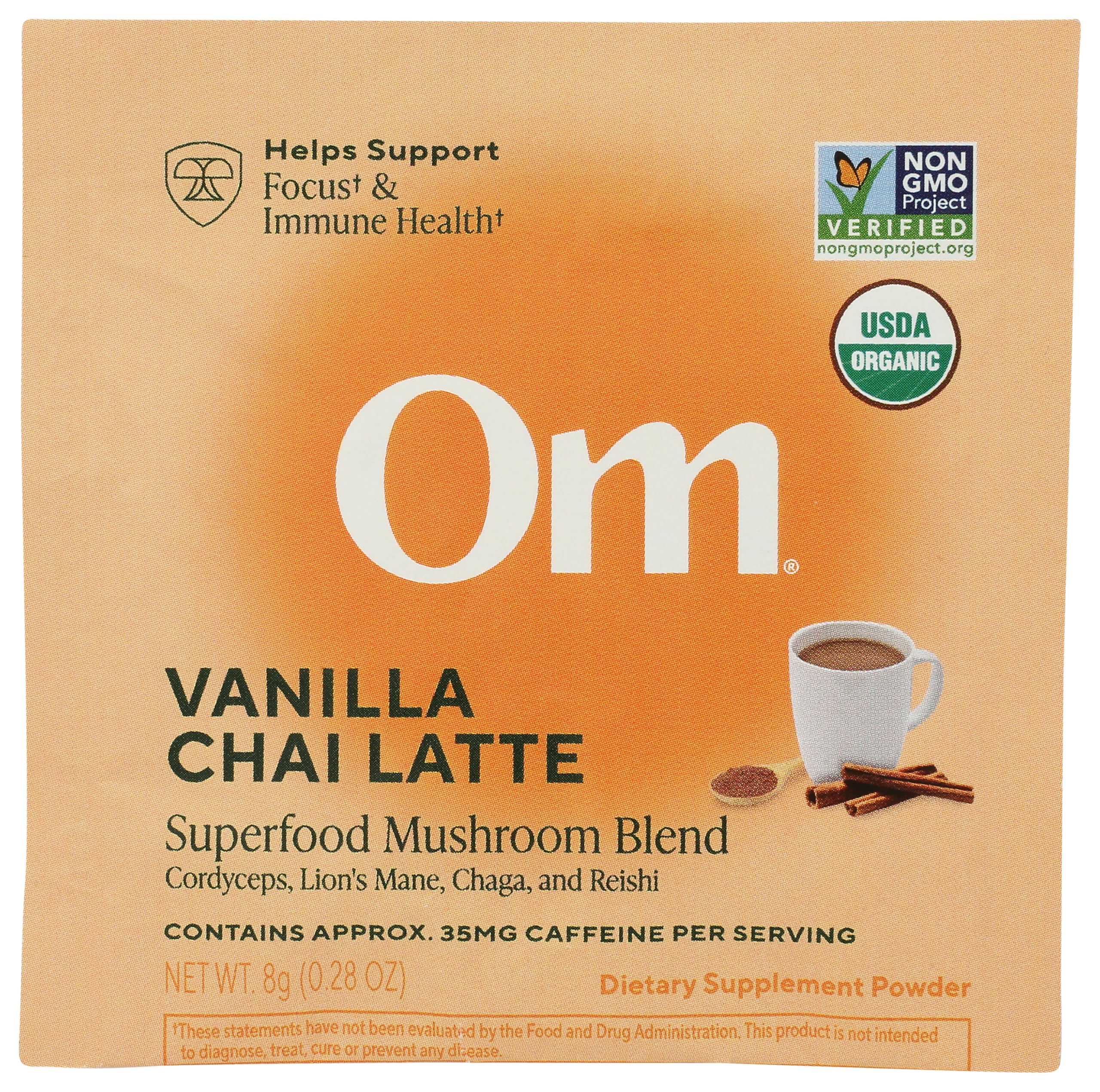 Om Mushroom Superfood Organic Mushroom Vanilla Chai Latte SGL, 0.28 OZ
